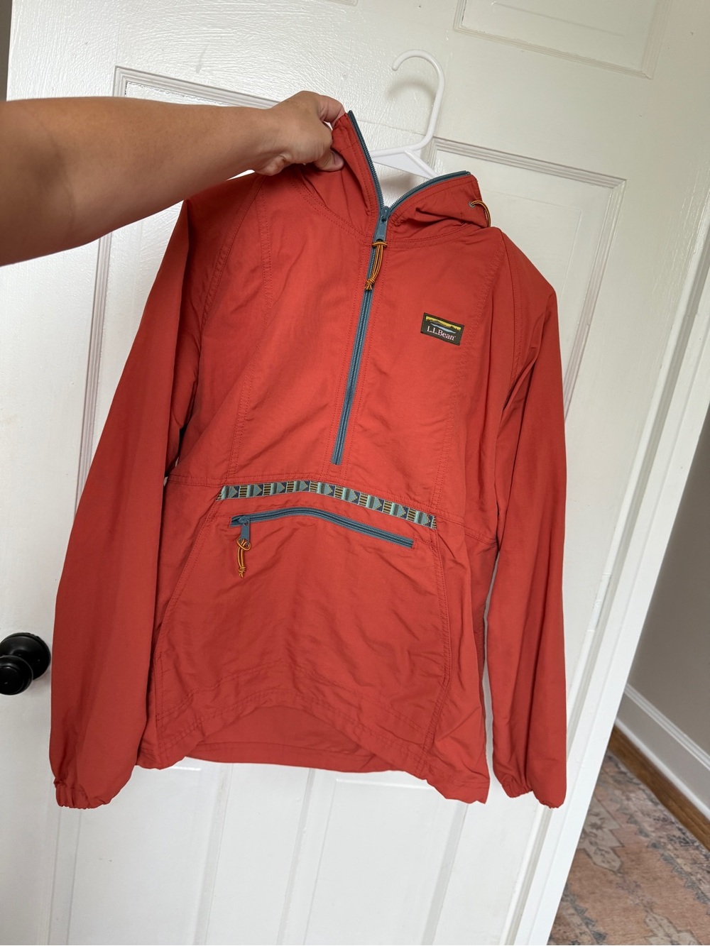 Women’s LLBEAN Orange Water Resistent Hooded Pullover Jacket